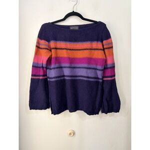 Alpaca 111 100% Alpaca Peru Striped Sweater Bell Sleeve Women's Medium